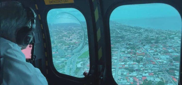 Visita aérea de AMLO para supervisar obras de Campeche