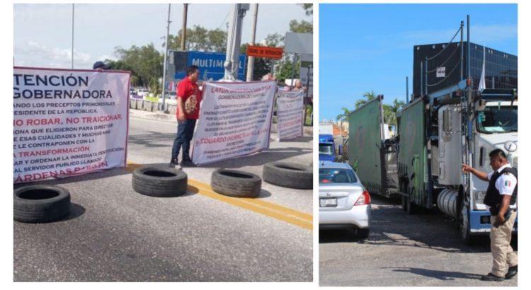 Bloquearon taxistas el puente Zacatal de Campeche