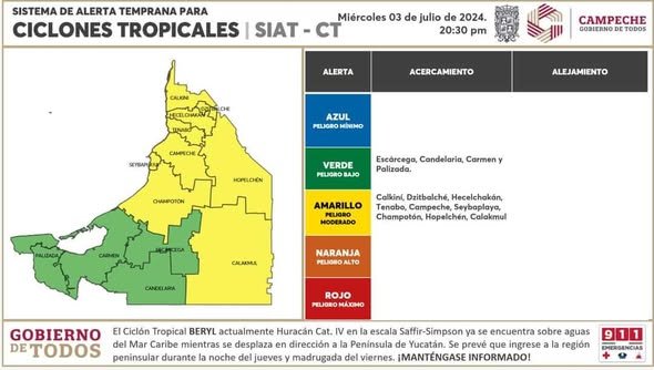 Cuatro municipios concentran el mayor riesgo de lluvias en Campeche